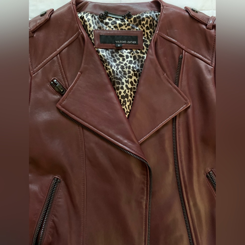 Genuine Leather jacket in plum/wine color